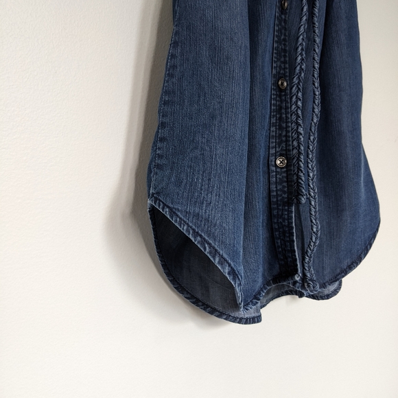 Jordache Denim Shirt Dress size S, Denim Braid Belt, Button Front - Picture 7 of 13